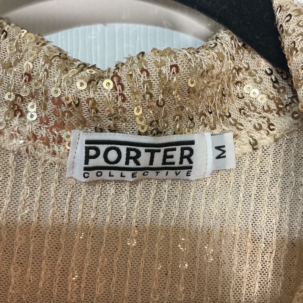 Porter Collective Gold Sequin Blouse NWOT - Picture 3 of 7